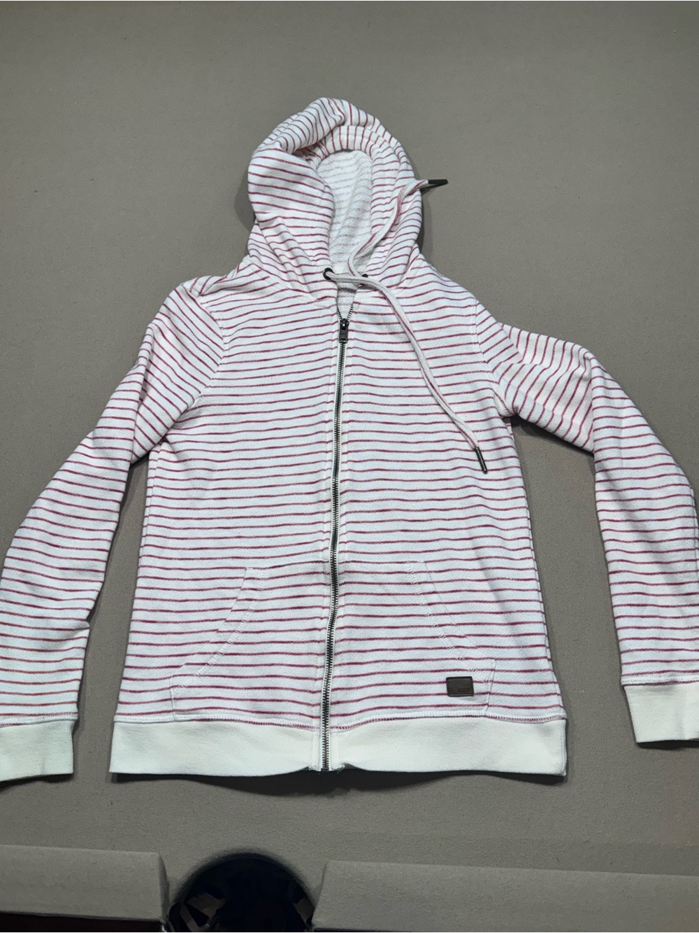 Roxy perfect wave stripe full-zip white and red hoodie